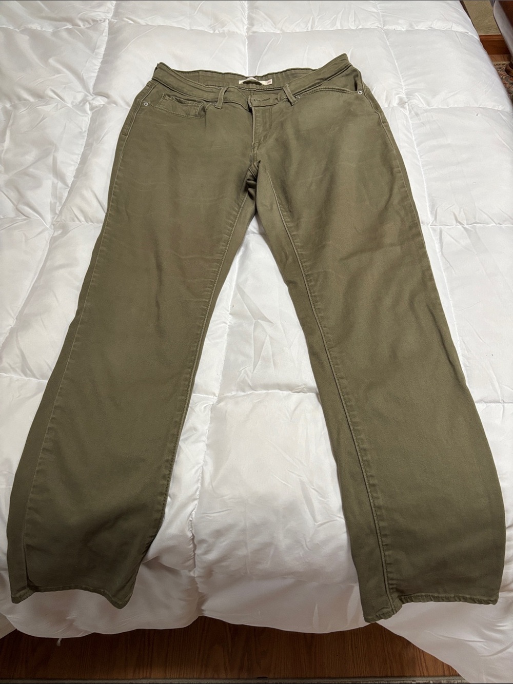 Olive Green Straight-Leg Pants